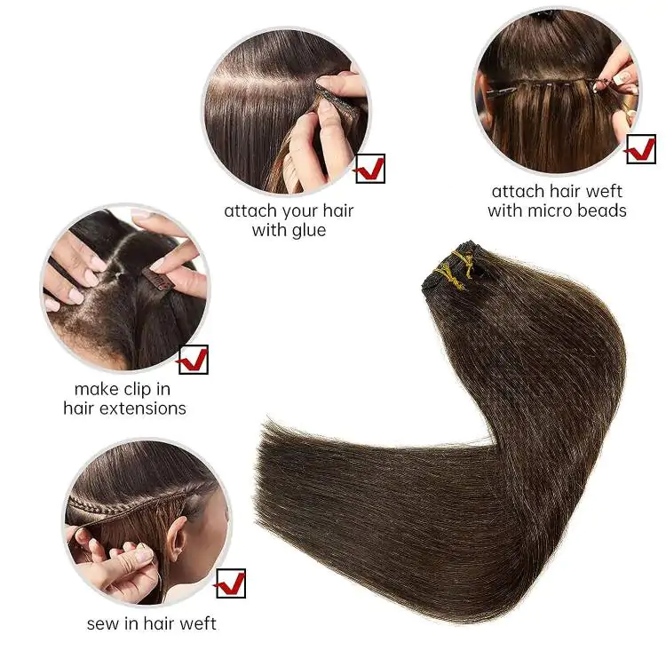 Hand Tied Weft Dark Brown A++ - Image 3