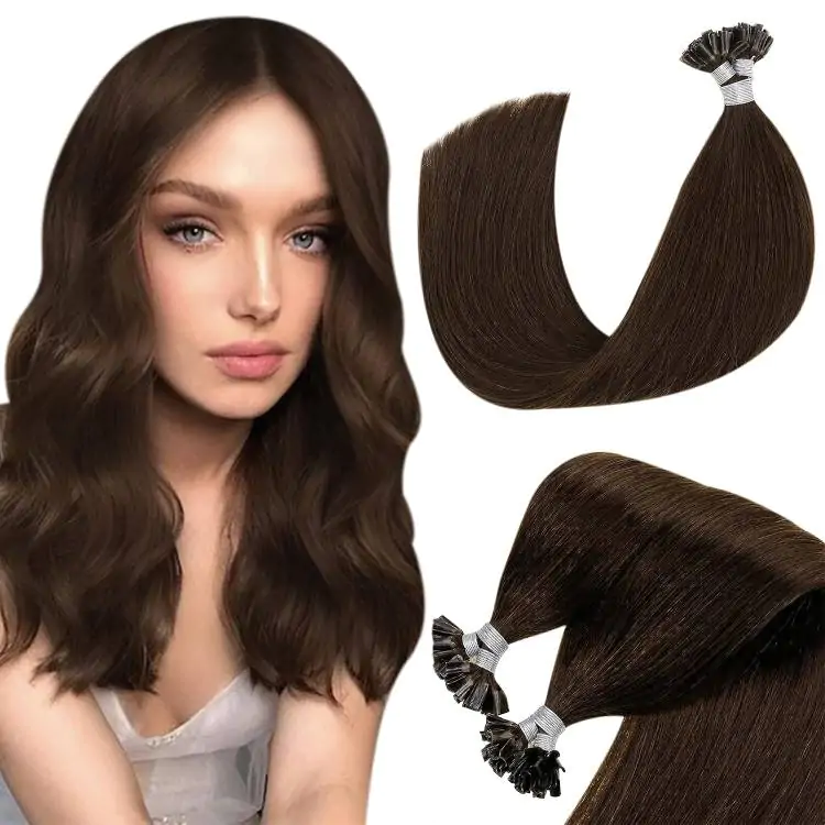 U-Tip Hair Extensions Dark Brown A++ - Image 2