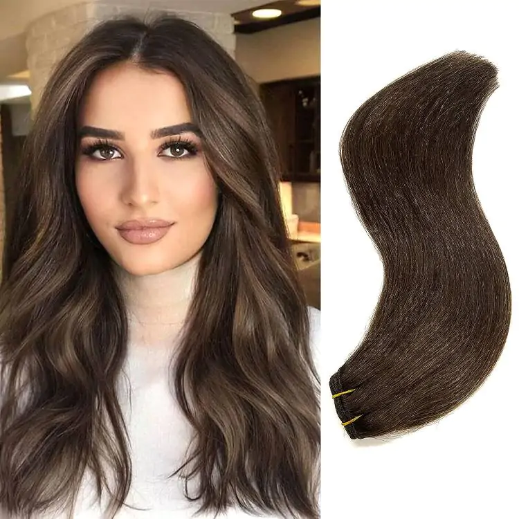 Hand Tied Weft Dark Brown A++